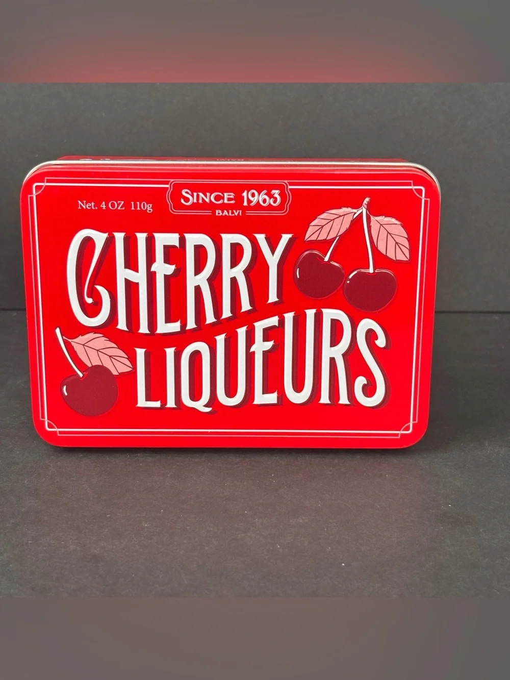 Anthropologie x Balvi Cherry Liqueur Jewelry Box Retro Candy Tin Style Velvet
